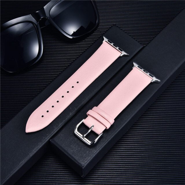 Genuine Leather Band Watch Bracelet Pink-Silver