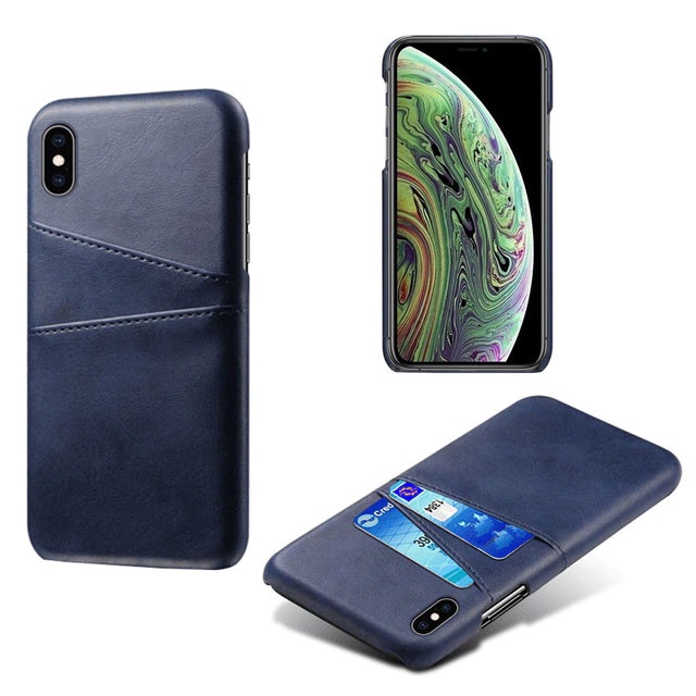 Leather Card Holder Phone Case Blue