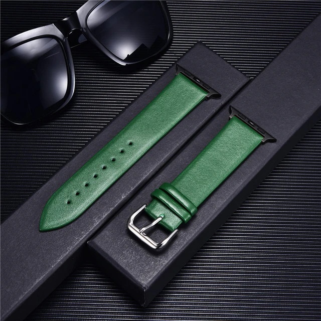 Genuine Leather Band Watch Bracelet Green-Black