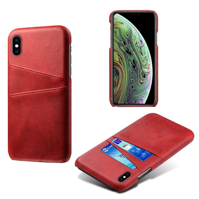 Leather Card Holder Phone Case Red