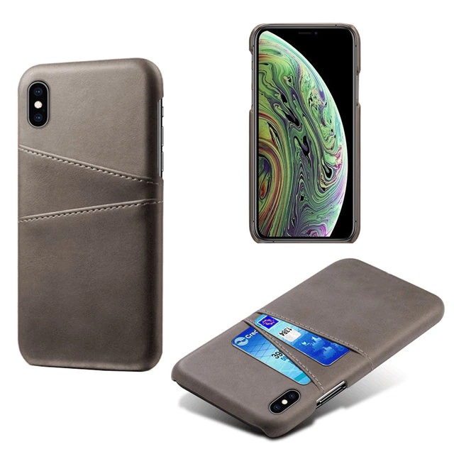 Leather Card Holder Phone Case Gray