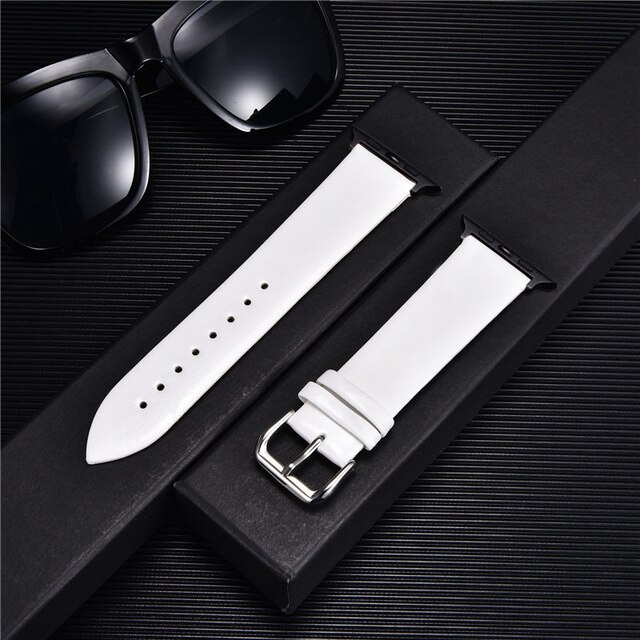 Genuine Leather Band Watch Bracelet White-Black