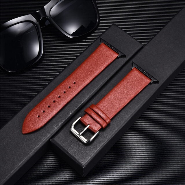 Genuine Leather Band Watch Bracelet Red-Black