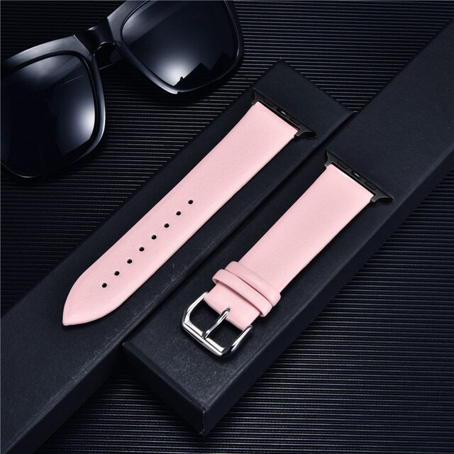 Genuine Leather Band Watch Bracelet Pink-Black